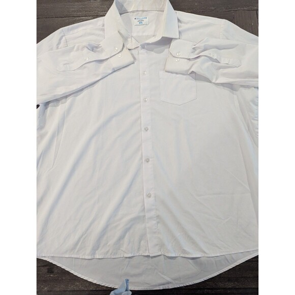 & Collar White Performance Mens 2XL Athletic Long Sleeve Button Up Shirt - Picture 2 of 4